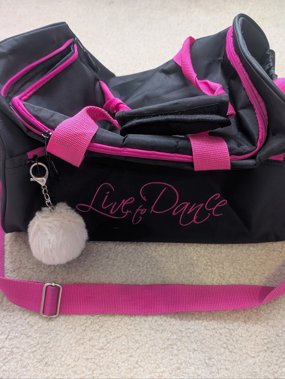 Horizon Dance Live to Dance Bag, Black With Pink Embroidery